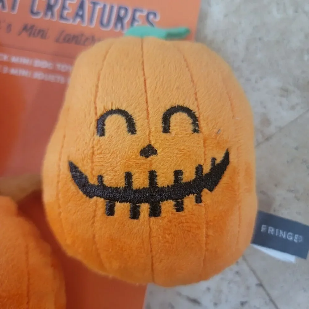 Fringe Studio Halloween Squeaky Dog Toy Set Jack’s Mini Lanterns 3‑Pack NWT
